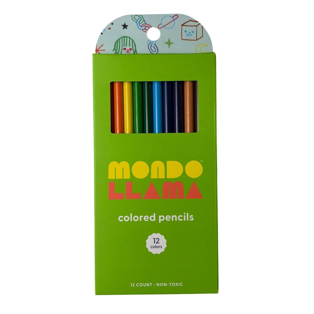 Mondo Llama Colored Pencils 12 Count Pre Sharpened Non Toxic Box New